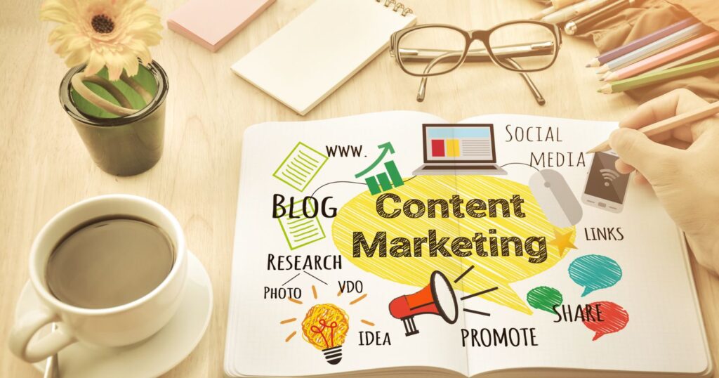 Image showcasing content marketing - a guide to getting started, leveraging content for business growth.